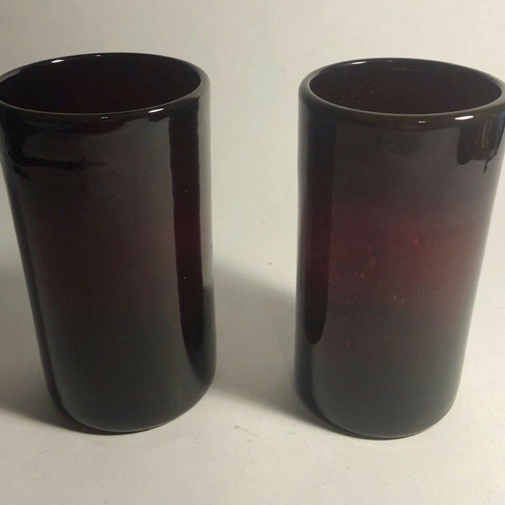 Red Artisan Crafted Hand Blown Glasses,Red 5.75" 2 cups, heavy